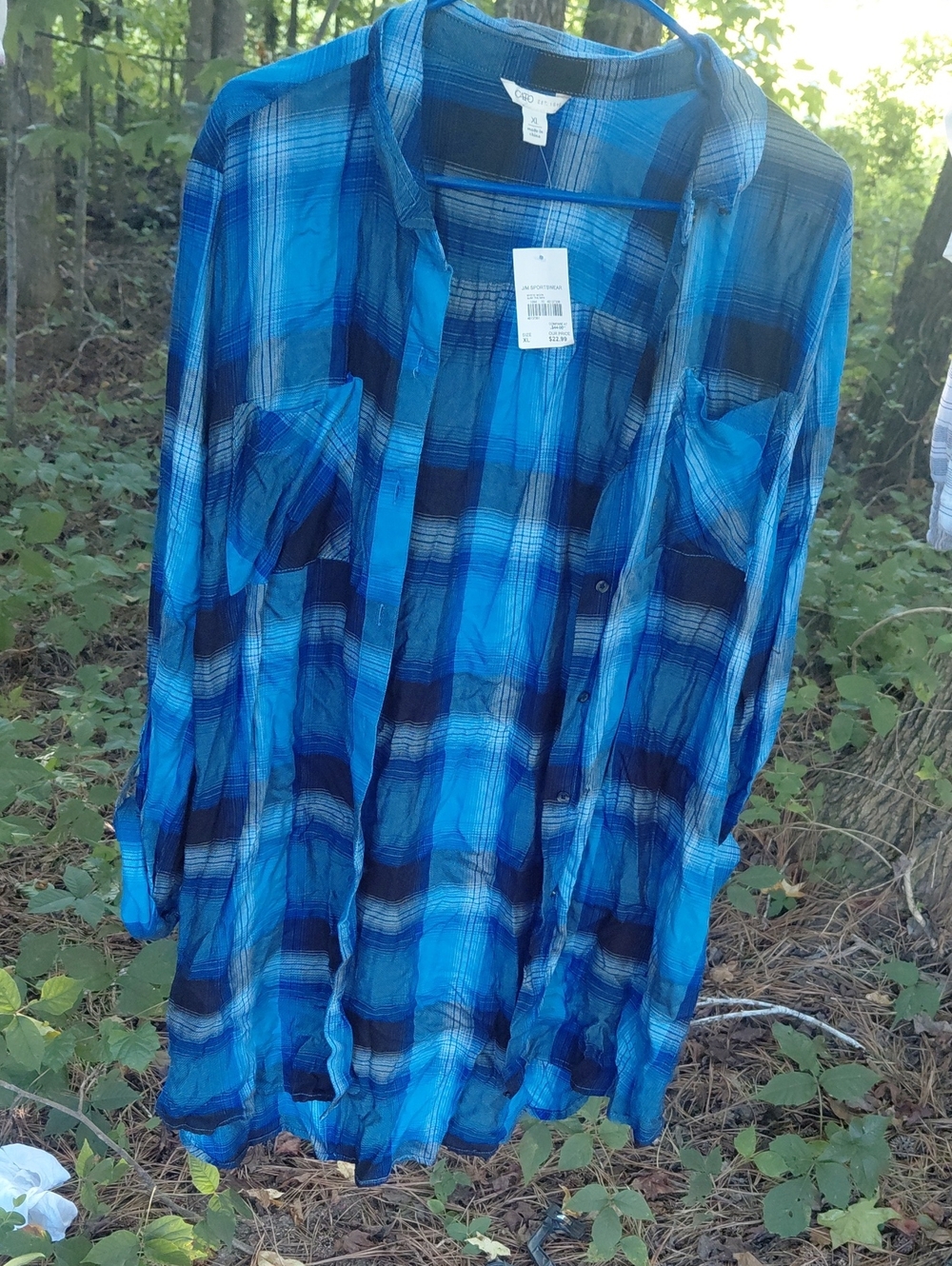 Cato Blue Plaid Lightweight Jean-Style Shirt Jacket